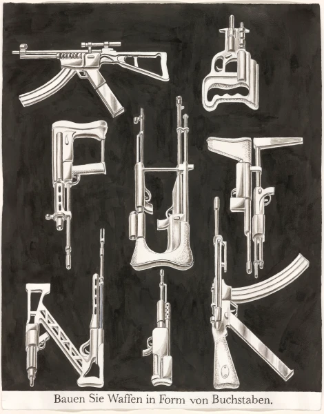 Bauen Sie Waffen in Form von Buchstaben